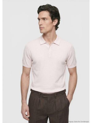 Ramsey Pembe Polo Yaka Düz Örgü Triko