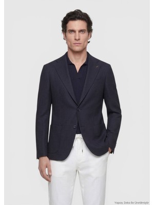 Ramsey Lacivert Zeroweight Slim Fit Yün Karışımlı Ceket