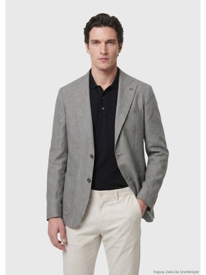 Ramsey Gri Shirt Shoulder Slim Fit %100 Keten Ceket
