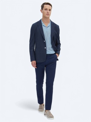 Lacivert Çizgili Modern Fit Ceket