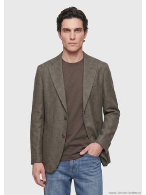 Ramsey Haki Shirt Shoulder Slim Fit %100 Keten Ceket