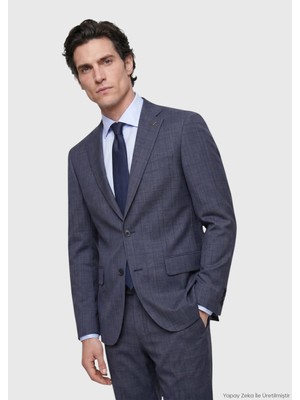 Ramsey İndigo Düz Modern Fit %100 Yün Takım Elbise