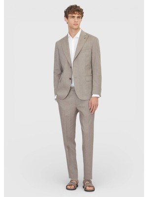 Ramsey Vizon Desenli Zeroweight Slim Fit Yün Karışımlı Takım Elbise