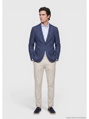 Ramsey Lacivert Shirt Shoulder Slim Fit %100 Keten Ceket