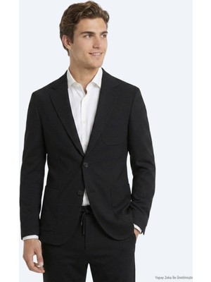 Kip Siyah Mikro Modern Fit Örme Takım Elbise