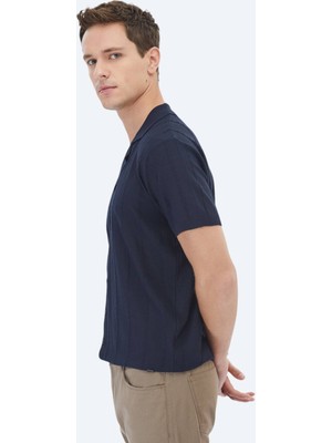 Kip Lacivert Regular Fit Kısa Casual Gömlek