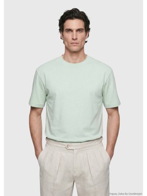Ramsey Mint Düz Pamuk Karışımlı T-Shirt