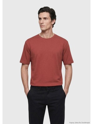 Ramsey Kiremit Düz Pamuk Karışımlı T-Shirt