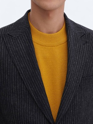 Kip Antrasit Desenli Modern Fit Yün Karışımlı Ceket