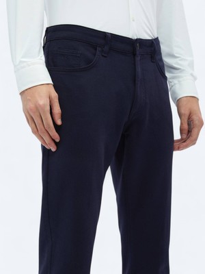 Kip Lacivert Dokuma Slim Fit Casual Pamuk Karışımlı Pantolon