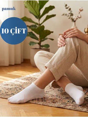 Pambık Ayaklar 10 Çift Unisex Patik Çorap Likralı Pamuklu