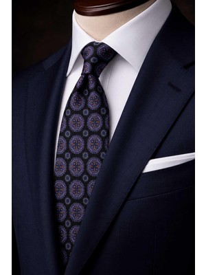 Kravatkolik Siyah Motif Desen Italyan Ipek Kravat İK2501