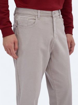 Kip Bej Dokuma Carrot Fit Casual Pamuk Karışımlı Pantolon