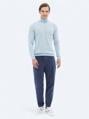 Kip İndigo Dokuma Carrot Fit Casual Pamuk Karışımlı Pantolon