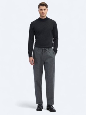 Kip Gri Desenli Dokuma Jogging Fit Casual Pamuk Karışımlı Pantolon