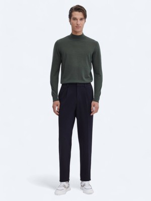 Kip Lacivert Örme Carrot Fit Casual Pantolon