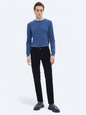Kip Lacivert Dokuma Slim Fit Kadife Casual Pamuk Karışımlı Pantolon