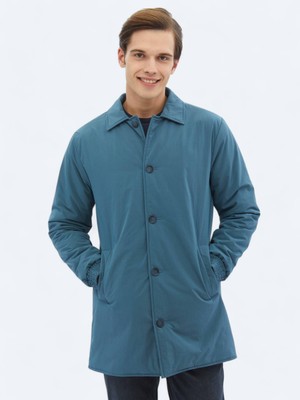 Kip Mint Regular Fit Bebe Yaka Casual Dokuma Pardösü