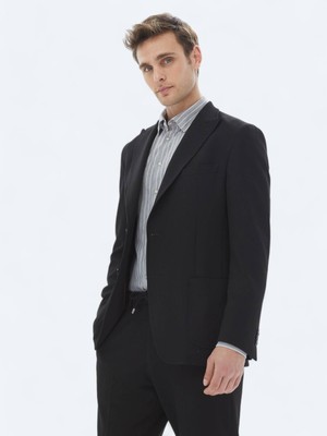 Kip Siyah Desenli Modern Fit Takım Elbise
