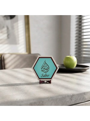 Miaju Şık Hat Yazısı ve Sabır Detaylı Masaüstü Aksesuarı Çalışma Alanlarınıza Estetik Katan Modern Özel Tasarım Ürün 10X10 cm