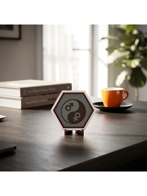 Miaju Evrensel Denge Simgesi Yin Yang Yazılı Masaüstü Dekoratif Obje Yaşam Alanlarınıza Estetik ve Zarafet Katan Parça 10X10 cm