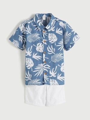 LC Waikiki Lcw Kids Indigo Erkek Bebek Gömlek ve Şort