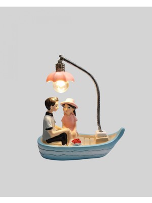 Marsilyan Romantik Sandal Üzerinde Çift Figürü LED Gece Lambası Masa Dekoru Yeni Nesil