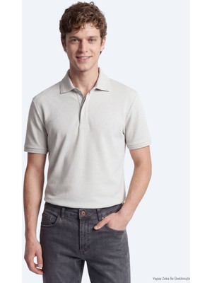 Kip Kırık Beyaz Düz %100 Pamuk T-Shirt
