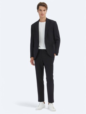 Siyah Desenli Modern Fit Takım Elbise