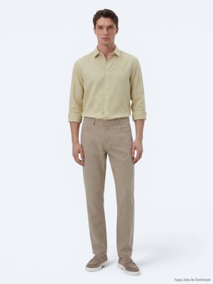 Vizon Dokuma Regular Fit Casual Pamuk Karışımlı Pantolon