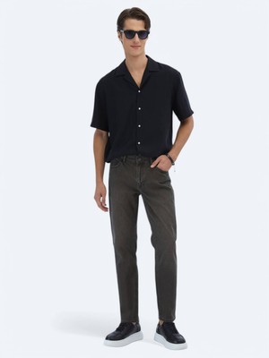 Kip Kahverengi Slim Fit Denim Pamuk Karışımlı Pantolon