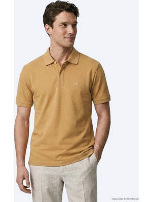 Kip Safran Düz %100 Pamuk T-Shirt