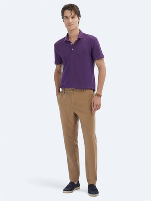 Kip Mor Düz Polo Yaka Pamuk Karışımlı T-Shirt