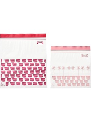 Hsc Bilişim Kilitlenebilir Buzdolabı Poşeti, Kırmızı-Pembe, 2,5 Lt 1,2 Lt, 50 Adet