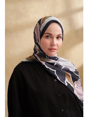 Siyah - Vizon Armanda Ipek Pamuk Şal 3384