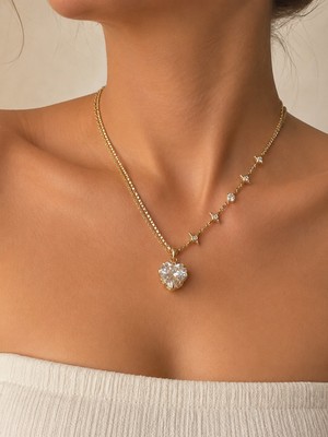 Haki Store Xuping Stella Işıltılı Yıldız Detaylı Büyük Kristal Taş Uçlu Kolye