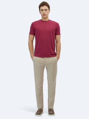 Kip Mürdüm Düz Bisiklet Yaka T-Shirt
