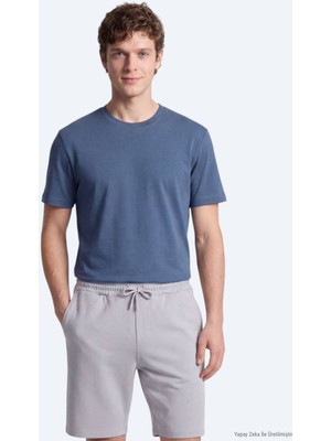 Kip İndigo Düz T-Shirt