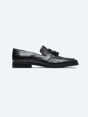 Siyah Deri Klasik Loafer
