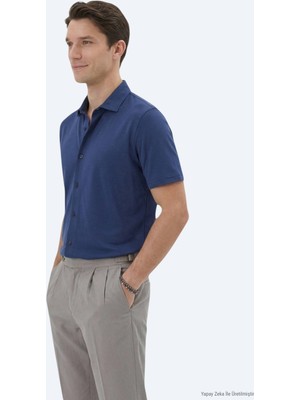 Indigo Düz Regular Fit Casual Gömlek