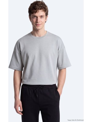Kip Gri Düz T-Shirt