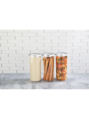 Hsc Bilişim Yuvarlak Lüks Saklama Kabı, Krom Kapak 3X1250 ml