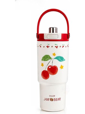 Hsc Bilişim Diller Tumbler 880 ml Tek Kapak Çift Kullanım Pipetli/pipetsiz Taşıma Kulplu Çelik TERMOS-FFD9505-8