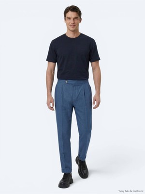 Indigo Dokuma Carrot Fit Casual Pamuk Karışımlı Pantolon