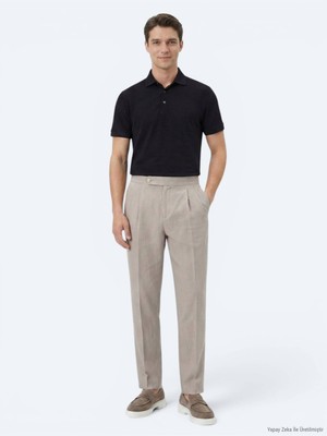 Kip Koyu Vizon Dokuma Carrot Fit Casual Pamuk Karışımlı Pantolon
