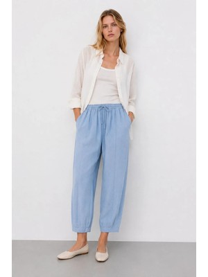 İkoll Ikoll %100 Tencel Yıkama Efektli Pantolon Mavi