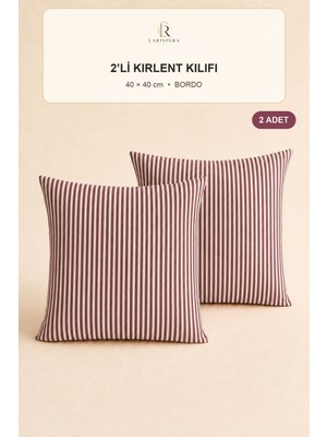 Larispera Çizgili Kırlent Kılıfı 2’li Set 40X40 cm Gizli Fermuarlı 8 Renk Seçeneği Dekoratif Koltuk-Kanepe-Yatak Yastık Kılıfı