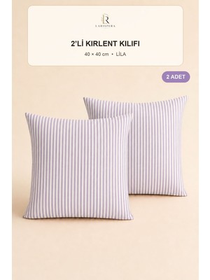 Larispera Çizgili Kırlent Kılıfı 2’li Set 40X40 cm Gizli Fermuarlı 8 Renk Seçeneği Dekoratif Koltuk-Kanepe-Yatak Yastık Kılıfı
