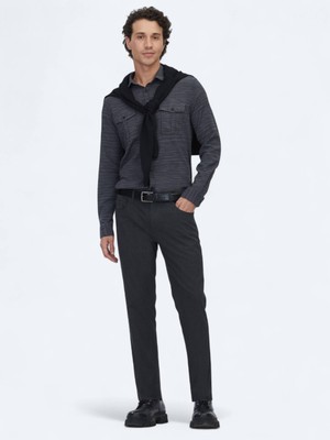 Kip Antrasit Dokuma Slim Fit Casual Pantolon