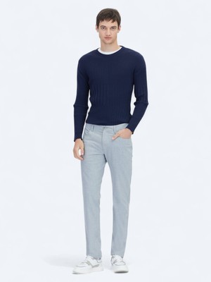 Gri Dokuma Slim Fit Casual Pantolon